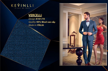 K101/19 Vercelli CX - Vải Suit 95% Wool - Xanh Dương Trơn